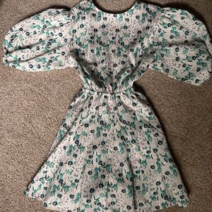 Nordstrom Floral Dress in Green and White